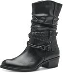 MARCO TOZZI Damen Stiefeletten mit Absatz aus Kunstleder mit Schnallen, Schwarz