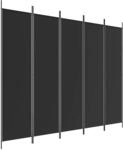 vidaXL 5-teiliger Raumteiler, 250x200 cm, Polyester & Eisen, Schwarz, Faltbarer