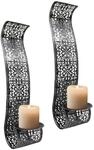 LINDER LEX 2er Set Wandkerzenhalter mit Glaskerzenhalter Farbe: Silber