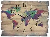 ARTLAND Wanddeko Wanduhr ohne Tickger&auml;usche aus Holz Funk Uhr lautlos 40x30 cm