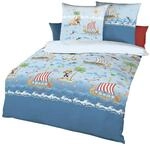 Kaeppel Kinder-Bettw&auml;sche Wikinger Renforc&eacute; blau Gr&ouml;&szlig;e 1x 135x200 cm + 1x...