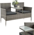 Juskys Polyrattan Gartenbank Monaco - 2-Sitzer Bank mit Tisch & Kissen - 133x63x84 cm Juskys Polyrattan Gartenbank Monaco - 2-Sitzer Bank mit Tisch & Kissen - 133x63x84 cm
