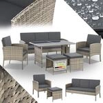 Juskys Gartenm&ouml;bel Set Polyrattan 6-teilig &ndash; Lounge M&ouml;bel Turin f&uuml;r 7 Personen