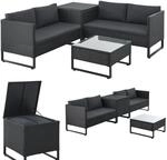 Juskys Polyrattan Lounge f&uuml;r 4 Personen &ndash; Outdoor Gartenm&ouml;bel Set Santorini mit