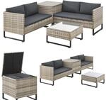 Juskys Polyrattan Lounge f&uuml;r 4 Personen &ndash; Outdoor Gartenm&ouml;bel Set Santorini mit