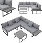 Juskys Gartenm&ouml;bel Lounge St. Tropez - 4 Personen Sitzecke - Set mit Tisch, Ecksofa
