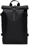 RAINS Rucksack mit Rolltop, wasserdichter Rucksack f&uuml;r Damen und Herren, Schwarz,