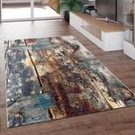 Paco Home Designer Teppich Bunte Holz Optik Hoch Tief Optik In T&uuml;rkis Gelb Blau