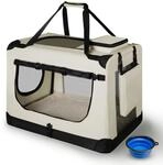 Juskys Hundetransportbox Lassie M faltbar & tragbar 42x60x44 cm mit Decke, Tasche &