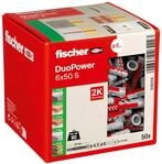 fischer DuoPower 6 x 50 S, Universald&uuml;bel mit Schraube, 2-Komponenten-D&uuml;bel,