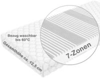 Crownmiller Basic 90x200 cm mittel 12,5 cm Gesamth&ouml;he 7 Zonen Matratze Bezug