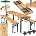 tectake&reg; Bierzeltgarnitur mit Tisch und 2X Bierbank, mit Schirmhalterung und 12