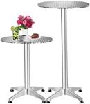 tectake&reg; 2in1 Stehtisch &Oslash; 60cm, Bistrotisch Rund, Bartisch aus Aluminium,