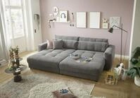 Big Sofa BARURA Cord dunkelgrau &ndash; XXL Couch mit gro&szlig;er Liegefl&auml;che, modernes Sofa