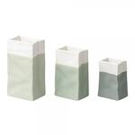 R&auml;der 3er Set Porzellant&uuml;ten 'Mint' Papieroptik Blumenvasen Design