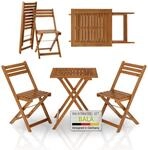 Juskys Balkonm&ouml;bel Set Bala - Sitzgruppe 3 teilig aus Holz f&uuml;r 2 Personen,