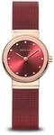 BERING Damen Quarz Uhr | Armbanduhr 26 mm ros&eacute;goldenes Edelstahlgeh&auml;use und rotes