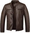 Amaci&Sons Herren Echtleder Jacke Biker Zipper Lederjacke 9104 Dunkelbraun XL