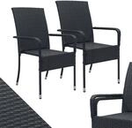 Juskys Polyrattan Gartenst&uuml;hle Yoro 2er Set mit Armlehnen & R&uuml;ckenlehne - 2 St&uuml;hle
