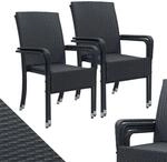 Juskys Polyrattan Gartenst&uuml;hle Yoro 4er Set mit Armlehnen & R&uuml;ckenlehne - 4...