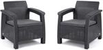Allibert by Keter Corfu 2er Set Gartensessel aus Kunststoff, inkl. Outdoor Kissen,