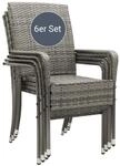 Juskys Polyrattan Gartenst&uuml;hle Yoro 6er Set - mit Armlehnen & R&uuml;ckenlehne 6...