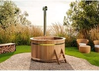 FinnTherm Holz Badefass Bergen, Hot Tub &Oslash; 180 x 110 cm, inkl. Edelstahl-Ofen...