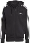 Adidas Herren Essentials French Terry 3-Stripes Full-Zip Hoodie, Black/White, S