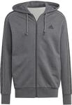 Adidas Herren Essentials French Terry 3-Stripes Full-Zip Hoodie, Dark Grey