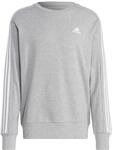 adidas Herren Essentials French Terry 3-Stripes Sweatshirt, Medium Grey Heather, M