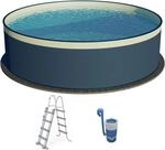 Stahlwandpool Set (3-teilig) hoch rund 350 x 90 cm, Stahl 0,3 mm anthrazit Folie 0,2