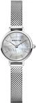 BERING Damen Quarz Uhr | Armbanduhr 22 mm silbernes Edelstahlgeh&auml;use und wei&szlig;es