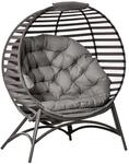 Outsunny Papasansessel Gartenstuhl 2Korb-Stuhl mit Kissen oval Loungesessel Korb