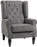 HOMCOM Sessel Ohrensessel mit Armlehnen, Loungesessel mit Kissen, Tufting, hoher