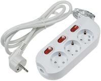 ChiliTec Steckdosenleiste 3-Fach Tischsteckdose mit Einzelschaltung mit 1,5m Kabel