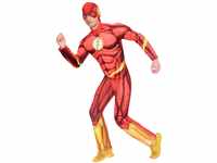 Amscan - Erwachsenenkostüm The Flash, Overall mit gepolsterter Brust, Kopfbedeckung,