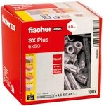 fischer Spreizd&uuml;bel SX Plus 6 x 50, Schachtel mit 100 Nylond&uuml;beln, D&uuml;bel f&uuml;r