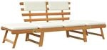 vidaXL Akazie Massiv Sonnenliege 2-in-1 190cm Gartenbank Sitzbank Gartenliege
