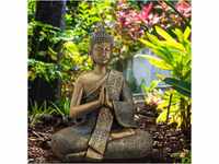 Cepewa Buddha goldene asiatische Statue sitzend Feng Shui Gartenfigur H 30 cm...
