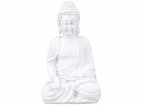 Relaxdays Buddha Figur sitzend, 17,5 cm hoch, Garten Dekofigur, wetterfest &