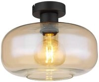 Deckenlampe Deckenleuchte Wohnzimmerlampe amber Glasschirm, Metall schwarz,...