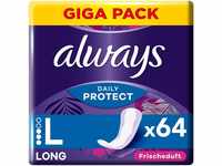 Always Dailies Protect Slipeinlagen Damen, Long (64 Binden) Gigapack, mit frischem