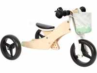 small foot Laufrad und Dreirad Salbeigrün aus Holz, 4in1, mit verstellbarem Sitz und