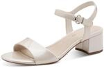 Tamaris Damen Sandalette mit Blockabsatz, beige, 37 EU