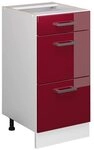 Vicco K&uuml;chenunterschrank R-Line, Rot Hochglanz, 40 cm mit Schubladen, ohne