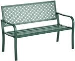 Outsunny Gartenbank Stahl, 2-Sitzer Parkbank mit R&uuml;ckenlehne & Armlehne, Sitzbank