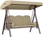 Outsunny 3-Sitzer Hollywoodschaukel Gartenschaukel mit Sonnendach Kissen Metall