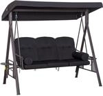 Outsunny 3-Sitzer Hollywoodschaukel Gartenschaukel mit Sonnendach Kissen Metall