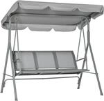 Outsunny Hollywoodschaukel mit verstellbarem Sonnendach, 3-Sitzer Gartenschaukel mit