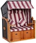 Outsunny Strandkorb Ostsee Volllieger 2-Sitzer Strandk&ouml;rbe aus Tannenholz,...